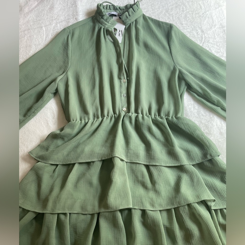Green Tiered Ruffle Dress